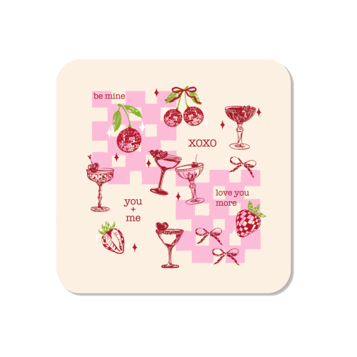 Coquette Cherry Disco Valentine Cocktail Illustration - Magnet by EZbie