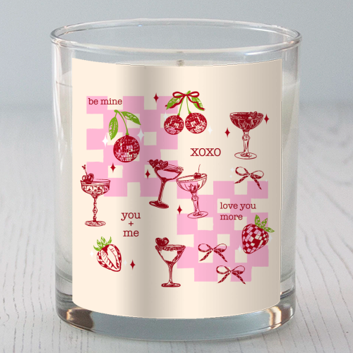 Coquette Cherry Disco Valentine Cocktail Illustration - scented candle by EZbie