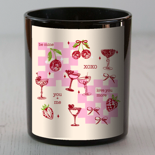 Coquette Cherry Disco Valentine Cocktail Illustration - scented candle by EZbie