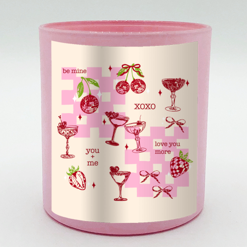 Coquette Cherry Disco Valentine Cocktail Illustration - scented candle by EZbie
