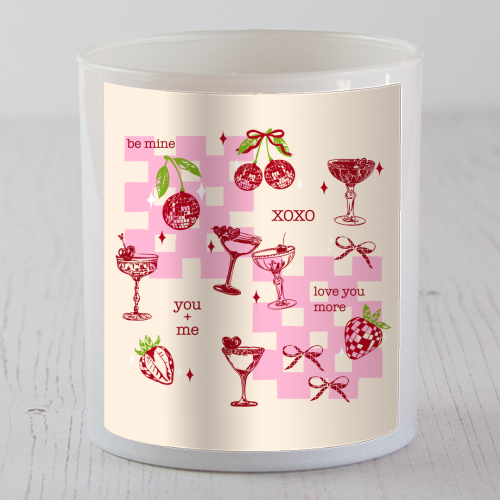 Coquette Cherry Disco Valentine Cocktail Illustration - scented candle by EZbie