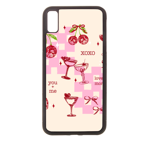 Coquette Cherry Disco Valentine Cocktail Illustration - stylish phone case by EZbie