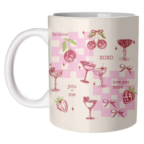 Coquette Cherry Disco Valentine Cocktail Illustration - unique mug by EZbie
