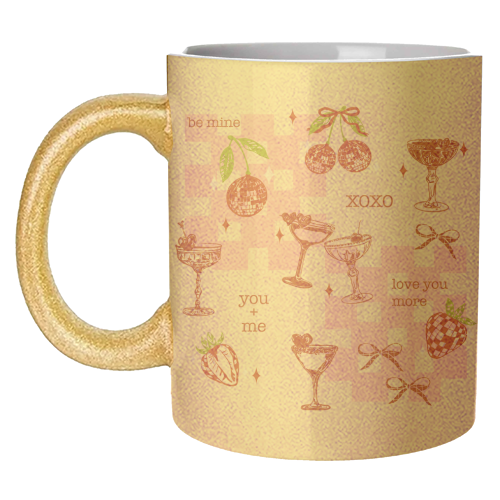 Coquette Cherry Disco Valentine Cocktail Illustration - unique mug by EZbie