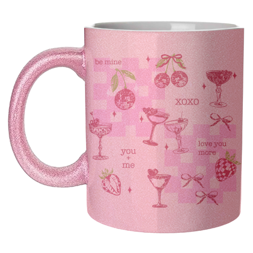 Coquette Cherry Disco Valentine Cocktail Illustration - unique mug by EZbie