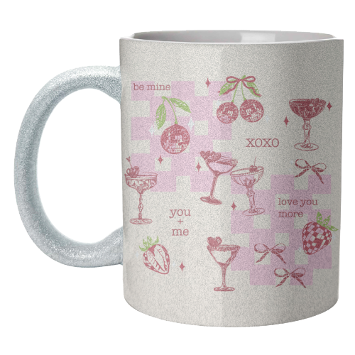 Coquette Cherry Disco Valentine Cocktail Illustration - unique mug by EZbie