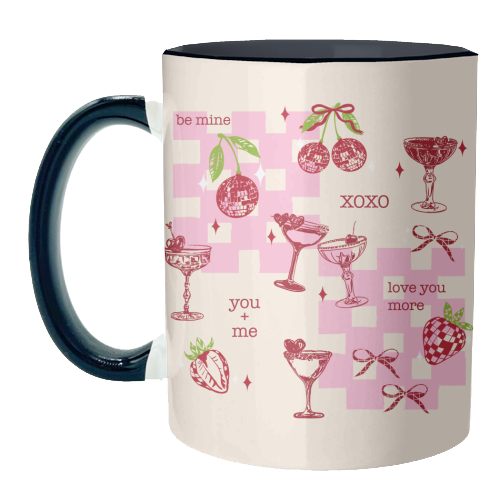 Coquette Cherry Disco Valentine Cocktail Illustration - unique mug by EZbie