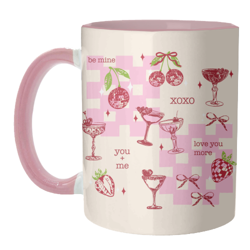 Coquette Cherry Disco Valentine Cocktail Illustration - unique mug by EZbie