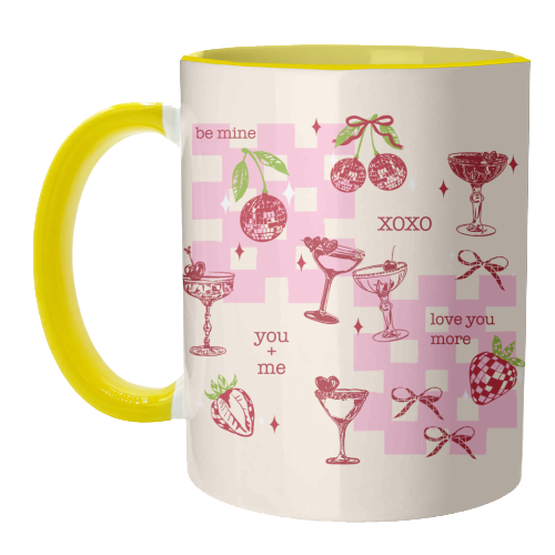 Coquette Cherry Disco Valentine Cocktail Illustration - unique mug by EZbie