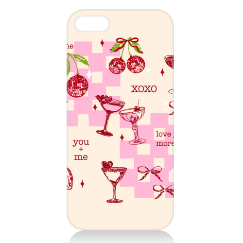 Coquette Cherry Disco Valentine Cocktail Illustration - unique phone case by EZbie