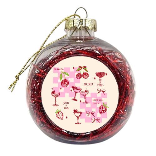 Coquette Cherry Disco Valentine Cocktail Illustration - xmas bauble by EZbie
