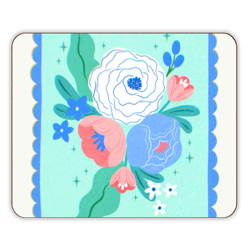 Coquette Floral with Scalloped Border - designer placemat by Natalie Rodrigues