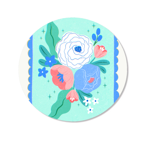 Coquette Floral with Scalloped Border - Magnet by Natalie Rodrigues