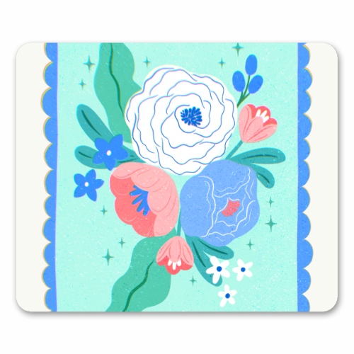 Coquette Floral with Scalloped Border - mouse mat by Natalie Rodrigues