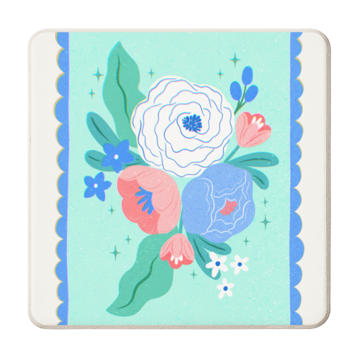 Coquette Floral with Scalloped Border - personalised beer coaster by Natalie Rodrigues