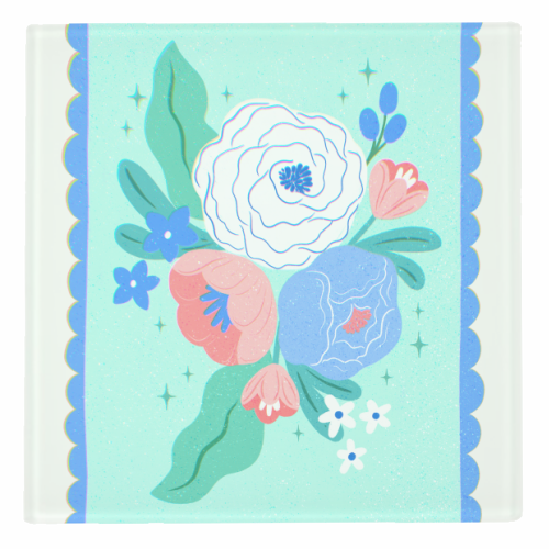 Coquette Floral with Scalloped Border - personalised beer coaster by Natalie Rodrigues