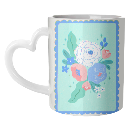 Coquette Floral with Scalloped Border - unique mug by Natalie Rodrigues