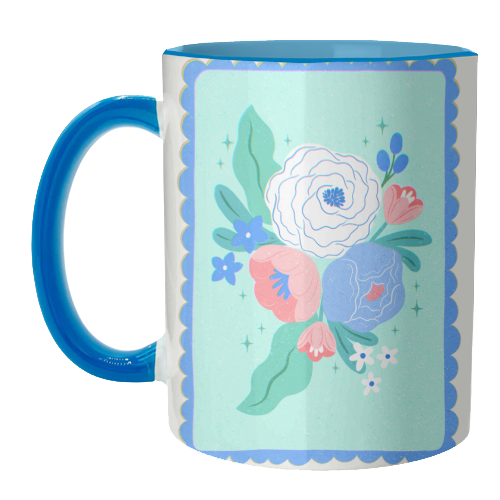 Coquette Floral with Scalloped Border - unique mug by Natalie Rodrigues
