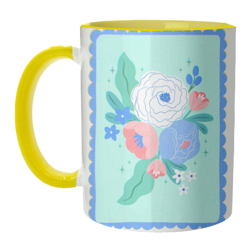 Coquette Floral with Scalloped Border - unique mug by Natalie Rodrigues