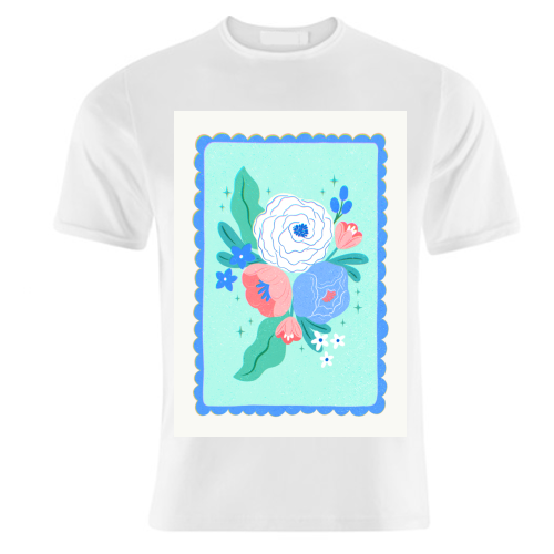 Coquette Floral with Scalloped Border - unique t shirt by Natalie Rodrigues