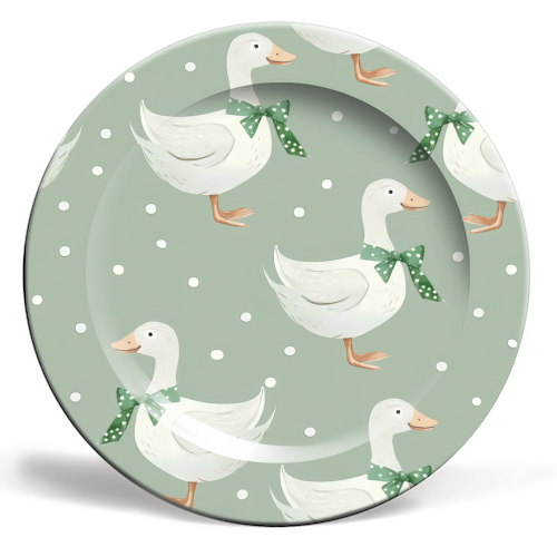 Coquette Goose pattern - ceramic dinner plate by haris kavalla