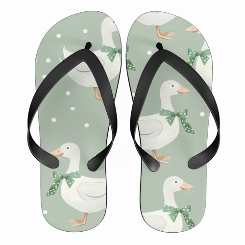 Coquette Goose pattern - funny flip flops by haris kavalla