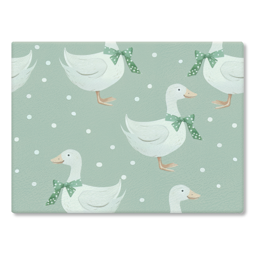 Coquette Goose pattern - glass chopping board by haris kavalla