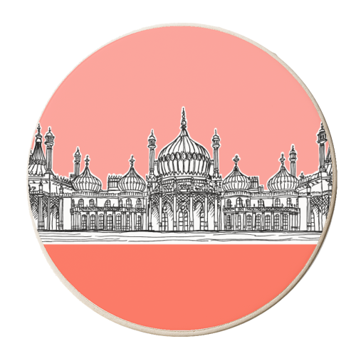Coral Pink Brighton Pavilion - personalised beer coaster by Adam Regester