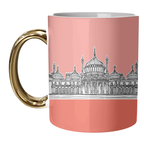 Coral Pink Brighton Pavilion - unique mug by Adam Regester