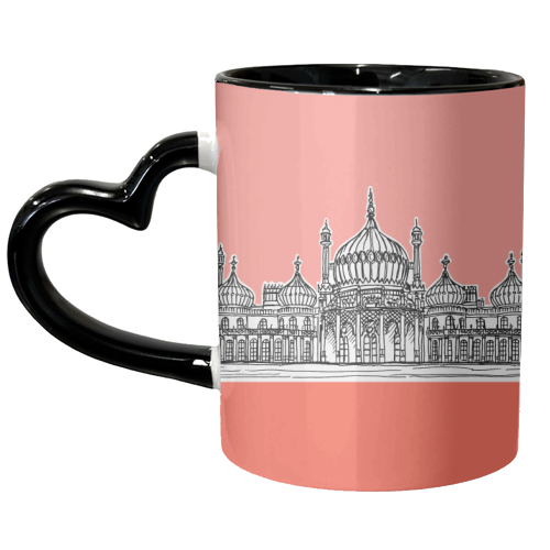 Coral Pink Brighton Pavilion - unique mug by Adam Regester
