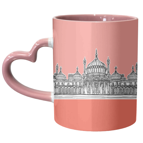 Coral Pink Brighton Pavilion - unique mug by Adam Regester
