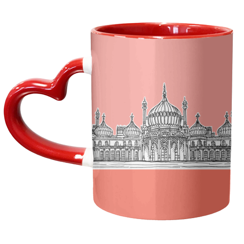 Coral Pink Brighton Pavilion - unique mug by Adam Regester