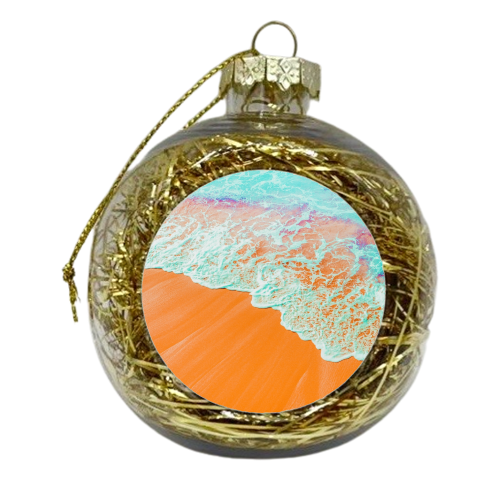 Coral Shore, Ocean Beach Photography, Summer Sea Sand Waves - xmas bauble by Uma Prabhakar Gokhale