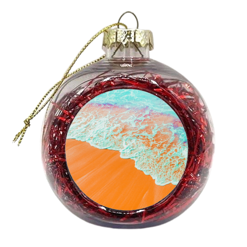Coral Shore, Ocean Beach Photography, Summer Sea Sand Waves - xmas bauble by Uma Prabhakar Gokhale