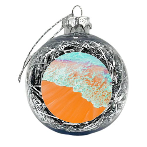 Coral Shore, Ocean Beach Photography, Summer Sea Sand Waves - xmas bauble by Uma Prabhakar Gokhale