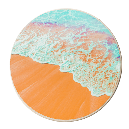 Coral Shore, Ocean Beach Photography, Summer Sea Sand Waves - personalised beer coaster by Uma Prabhakar Gokhale