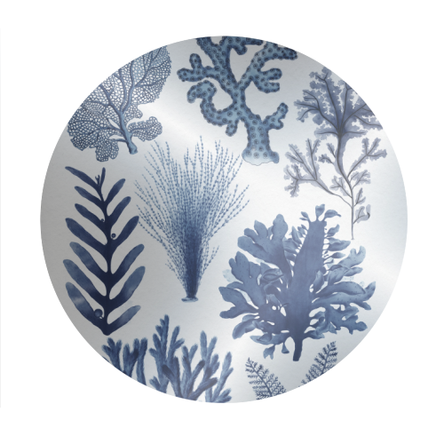 Corals & Seaweed Collection (Blue) - Circle Sticker by Gal Design