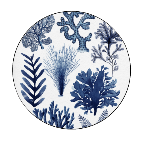 Corals & Seaweed Collection (Blue) - Circle Sticker by Gal Design