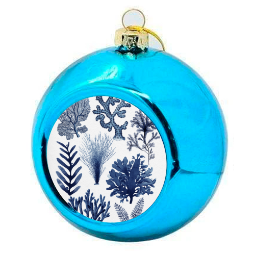 Corals & Seaweed Collection (Blue) - colourful christmas bauble by Gal Design