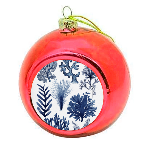Corals & Seaweed Collection (Blue) - colourful christmas bauble by Gal Design