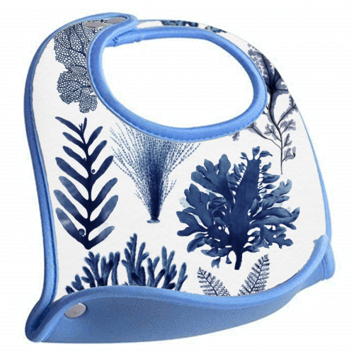 Corals & Seaweed Collection (Blue) - feeding bib by Gal Design