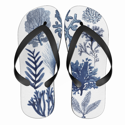 Corals & Seaweed Collection (Blue) - funny flip flops by Gal Design