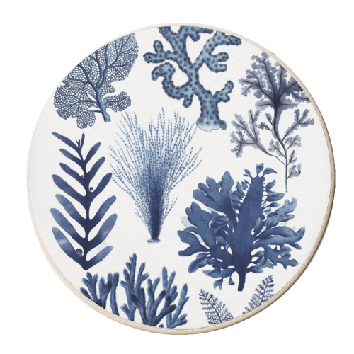 Corals & Seaweed Collection (Blue) - personalised beer coaster by Gal Design