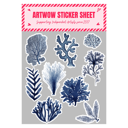 Corals & Seaweed Collection (Blue) - Sticker Sheet by Gal Design