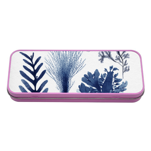 Corals & Seaweed Collection (Blue) - tin pencil case by Gal Design