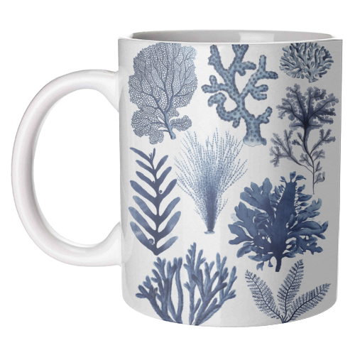Corals & Seaweed Collection (Blue) - unique mug by Gal Design