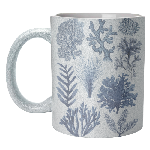 Corals & Seaweed Collection (Blue) - unique mug by Gal Design