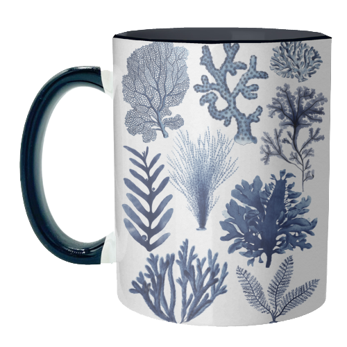 Corals & Seaweed Collection (Blue) - unique mug by Gal Design