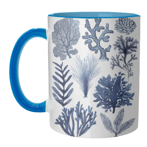 Corals & Seaweed Collection (Blue) - unique mug by Gal Design