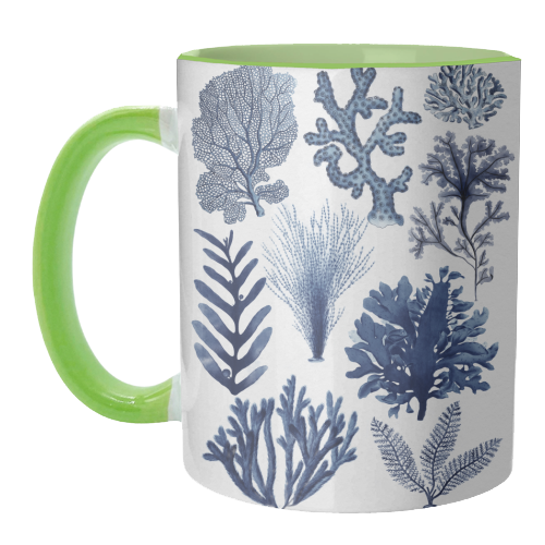 Corals & Seaweed Collection (Blue) - unique mug by Gal Design